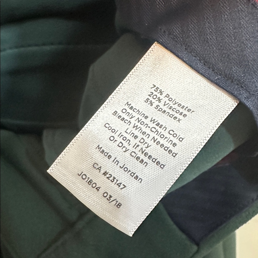 Talbots Dark Green Hampshire Ankle Curvy Dress Pants Size 12 - Picture 8 of 8